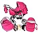 Baby Sportive - Sistema da viaggio 3 in 1 (carrozzina con ruote girevoli, seggiolino auto e passeggino), con accessori, colore: Rosa a pois