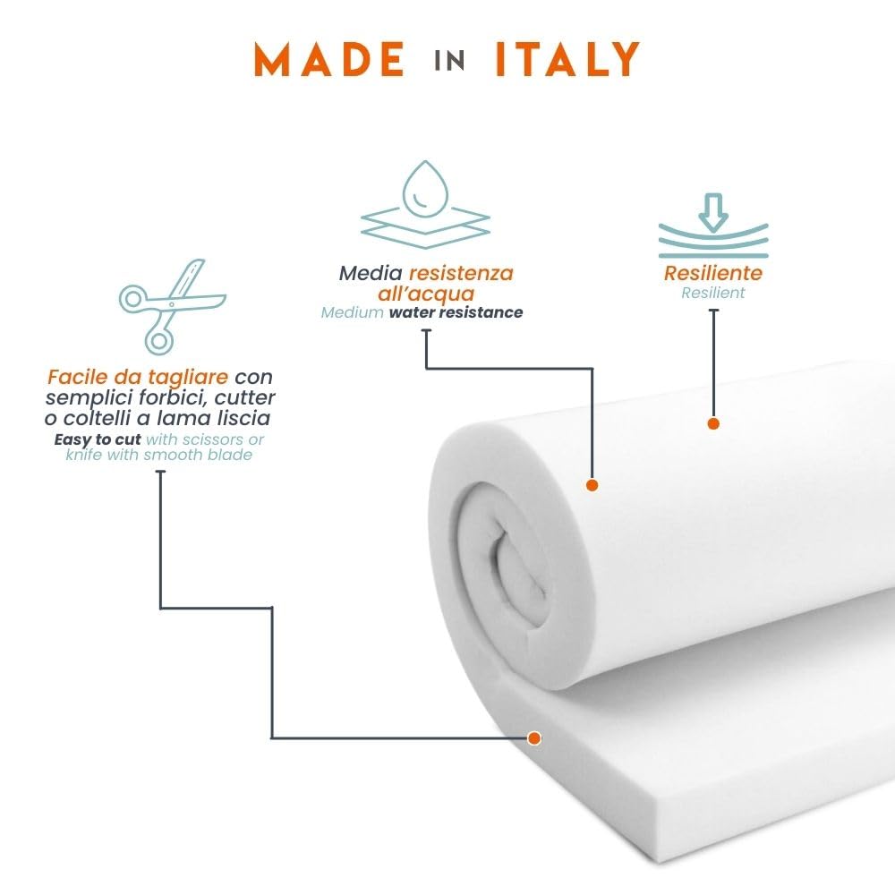 Deshome - Rembourrage en mousse à mémoire de forme de 5 mètres pour canapés, oreillers, matelas, chaises, Haute densité 35 Épaisseur 1,8 cm - Mousse à Deshome - Rembourrage en mousse à mémoire de forme de 5 mètres pour canapés, oreillers, matelas, chaises, Haute densité 35 Épaisseur 1,8 cm - Mousse à