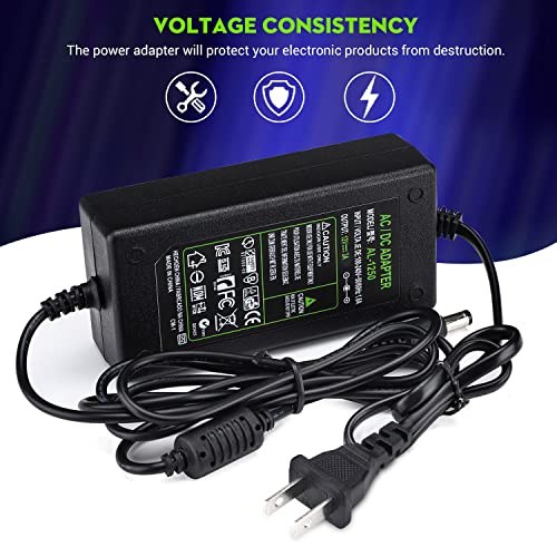 DC 12V 3A Power Adapter, US Plug, 4.6FT Power Cord, 36 Watt AC 100-240V to DC 12Volt Transformers, Switching Power Supply for LED Strip Light, Camera, Wireless Router 2.1mm X 5.5mm by TOBWOLF - Image 7