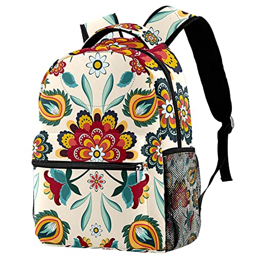 Sac à dos homme et femme vintage ethnique boho fleur multicolore pour ordinateur portable
