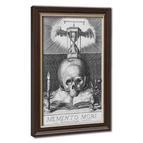 Poster Hendrick Hondius crâne et sablier sur toile 20x30 cm avec cadre
