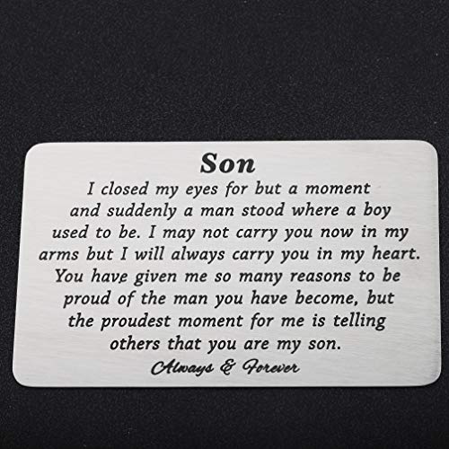 PLITI To My Son Wallet Card Proud of You Gifts I Closed My Eyes for A Moment Engraved Wallet Card for Son (closed eye son)3