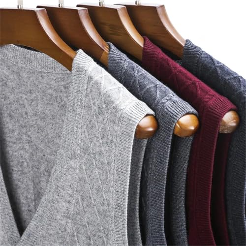 Men's Knitted Sweater Vest Fall Winter Casual V-Neck Button Front Cardigan Waistcoat for Layering 7