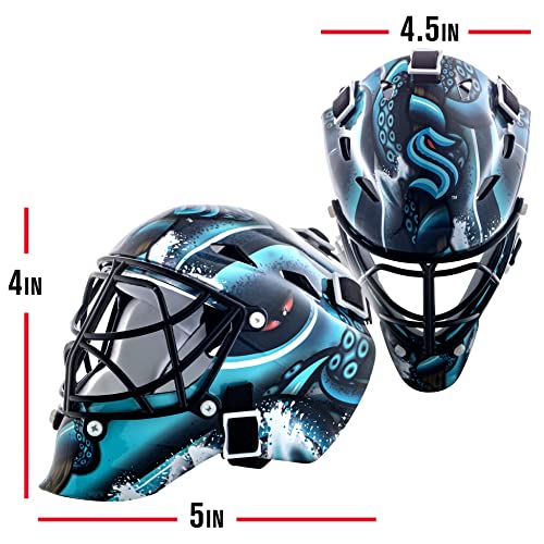 image for Franklin Sports Seattle Kraken NHL Team Logo Mini Hockey Goalie Mask w