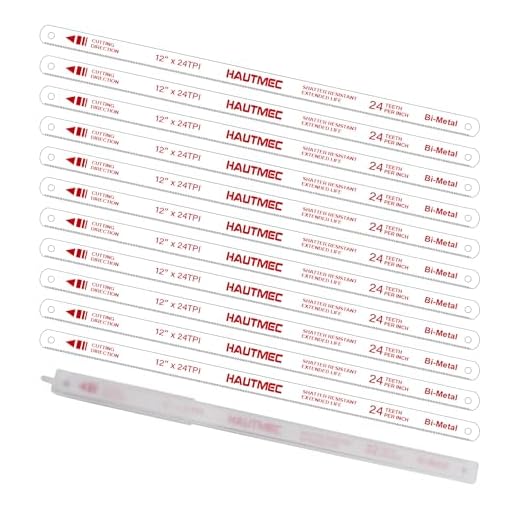 HAUTMEC 12" Hacksaw Blades Replacement Bi-Metal(10 Pack) 24 TPI High Speed Steel Grounded Teeth HT0017-CT