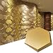 Art3d 20-Pieces Decorative 3D Wall Panels Faux Leather Tile, Golden Hexagon