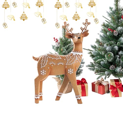Nkmifeg Figure di Natale | Scultura di alce con glitter in resina - Decorazione in resina per renne di Natale | Per soggiorno, posto di lavoro, scaffalature, accessori fotografici