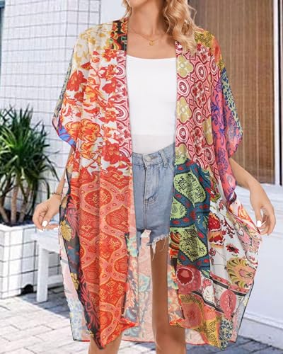 Image of Women's Kimono Beach Cover up for Summer Bathing Suits Cardigans Casual Loose Swimwear 2026