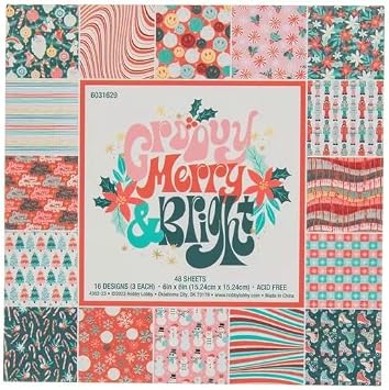 The Paper Studio Holiday Paper Pack Groovy Merry & Bright, 6" x 6"