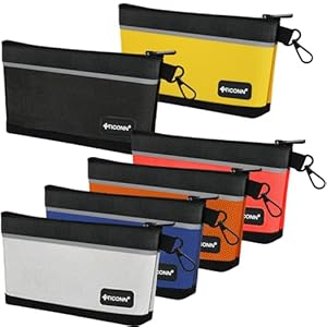 TICONN Tool Pouches with Zipper, 1680D Oxford Small Tool Bags, Waterproof Utility Bag Zipper Pouch for Tool Organizers and Storage (6 Pack Medium)