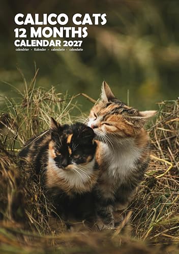 Calendario de pared A3 2027 Calico Cats olvida los olvidos con su amplio espacio para notas