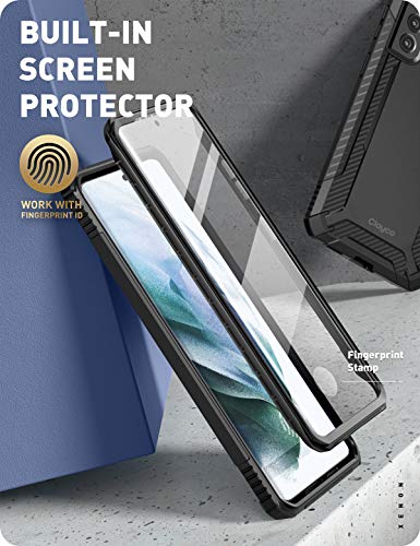 Image of Clayco Polycarbonate Xenon Cover Case for Samsung Galaxy S21 Plus 5G, [Built-in Screen Protector] Full-Body Rugged Cover Case Compatible for Fingerprint Reader, 6.7 inches 2021 Release (Black)