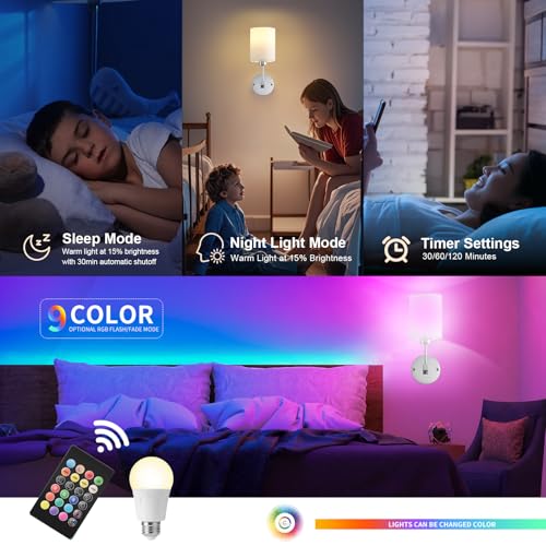 Image of Battery Operated Wall Sconce Set of Two,Wireless Rechargeable Wall Light With Remote Control, Dimmable, 1800K /3000K /4000K /6000K /RGB, Timer, for Living Room, Bedroom, Fireplace, TV, 13.5 Inch, Chrome