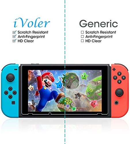 [4 Pack] iVoler Compatible with Nintendo Switch Screen Protector, [Tempered Glass] Film for Nintendo Switch - [9H Hardness] [Anti-Scratch] [Crystal Clear] [No-Bubble Installation]