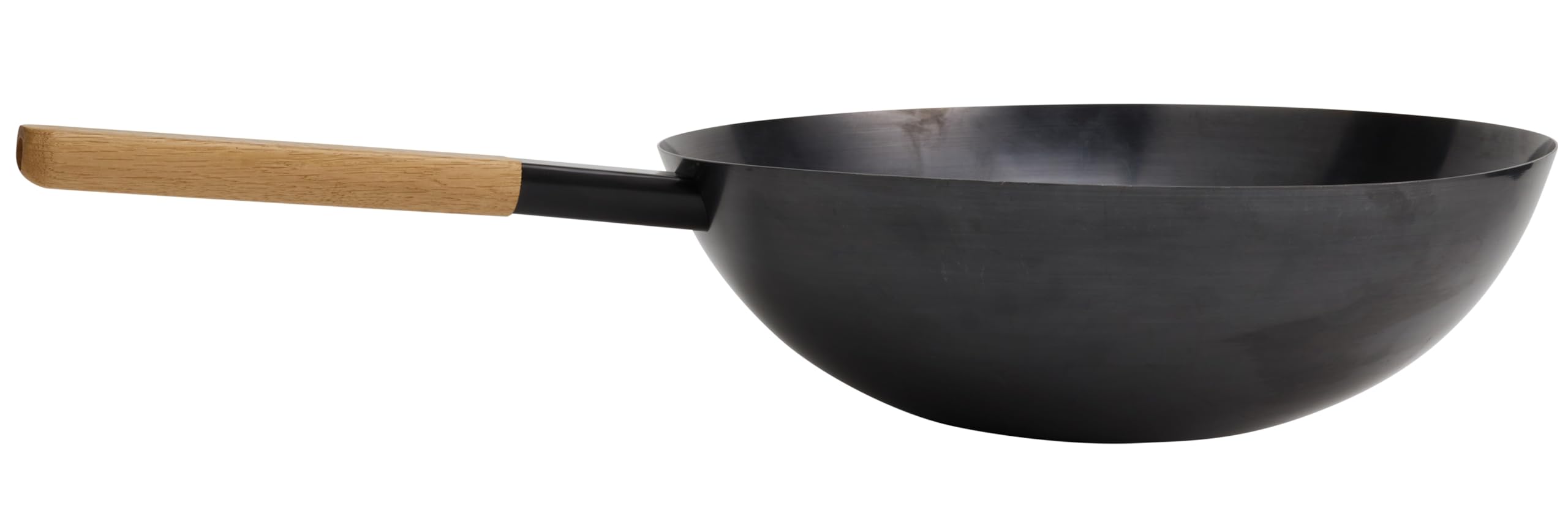 Morsø Vulcano Wok Pan – Wokpfanne mit rundem Boden, aus beschichtetem Karbonstahl, Zubehör für Vulcano Wok Burner, Pfanne mit langem Stiel aus Holz, 36 x 55,5 x 12 cm, Anthrazit