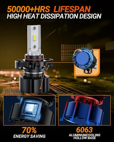 Image of SEALIGHT 2504 LED Fog Light Bulbs Yellow, 18,000 LM 800% Brightness 3000K Yellow 2504 /PSX24W Fog Lights for Car, Plug and Play, RV Interior Lighting, Pack of 2