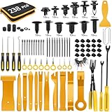 GOOACC 238Pcs Trim Removal Tool, Auto Push Pin Bumper Retainer Clip Set Fastener Terminal Remover Tool Adhesive Cable Clips Kit Car Panel Radio Removal Auto Clip Pliers, Yellow