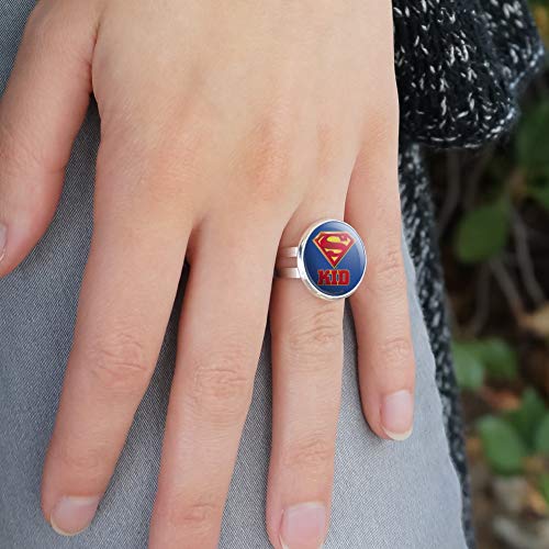 GRAPHICS & MORE Superman Super Kid Shield Logo Silver Plated Adjustable Novelty Ring2