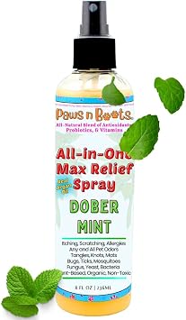 All-in-One Max Relief Spray - 100% Natural, Organic, Plant-Based. Dry Shampoo, Deodorize, Detangle, Repel. Fast Relief Itching & Inflammation. Safe to Use on All Surfaces & Pets. Tear-Free. Mint