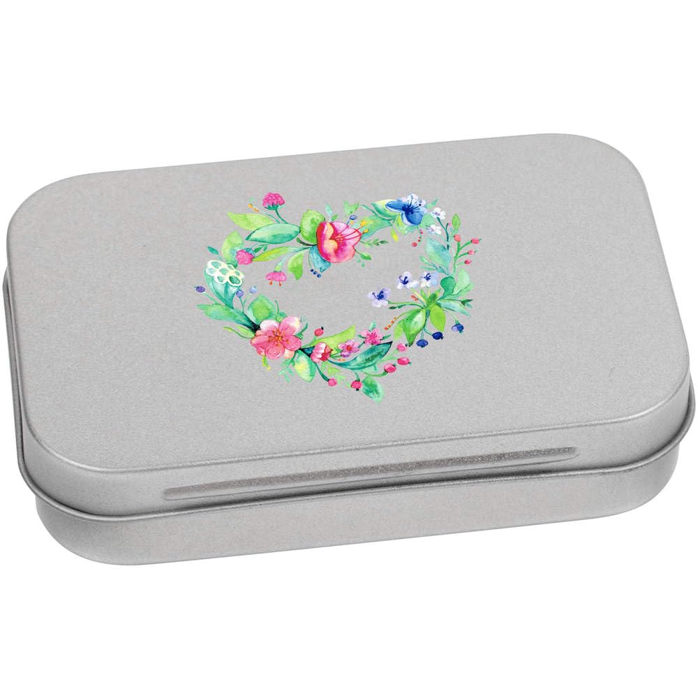 Azeeda 95mm 'Floral Heart' Metal Hinged Tin/Storage Box (TT00203709)
