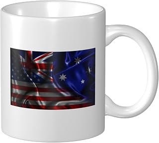 Australia America Flag Coffe Mugs, Ceramic Tea Cups With Handle For Men Women, Mug Gift Set, Perfect For Coffee, Tea, Hot Cocoa, Milk