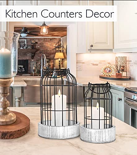 Livelab-Modern-Farmhouse-Lantern-Decor-Refined-Rustic-Home-Decor-Lanterns-Wire-Metal-Cloche-Decorative-Candle-Holder-for-Living-Room-Fireplace-Mantle-Bathroom-Countertop-Valentines-Day-Decor Livelab Modern Farmhouse Lantern Decor Refined Rustic Home Decor Lanterns Wire Metal Cloche Decorative Candle Holder for Living Room Fireplace Mantle Bathroom Countertop Valentines Day Decor