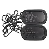 Tactical Gear Junkie Custom Personalized Black Subdued Dog tag Set with Chains and Silencers. DOGTAG