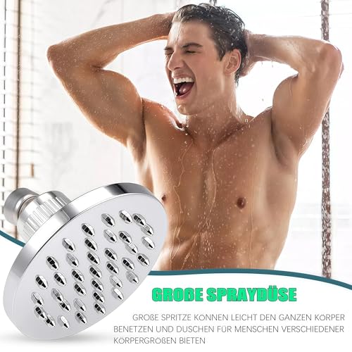 Duschkopf Regendusche, 1/2 Zoll Rund Regendusche Duschkopf, Austauschbar Kopfbrause, Wassersparend Regenduschkopf für Hotel,Zuhause,Badezimmer (6in)