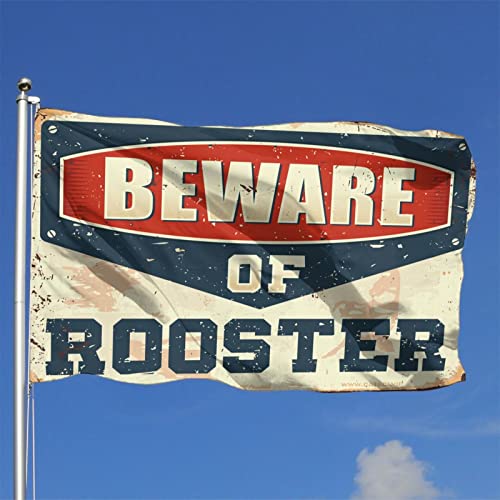 Drapeau humour « Beware Of Rooster » format geant 152 x 244 cm decoration cool exterieur - 2