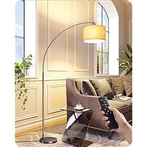 EDISHINE Arc Floor Lamp with Remote Control, Modern Floor Lamp with 5 Color Temperature & Dimmable Bulb, Metal Standing Lamps with Hanging Shade for Living Room, Bedroom, Office, Bronze