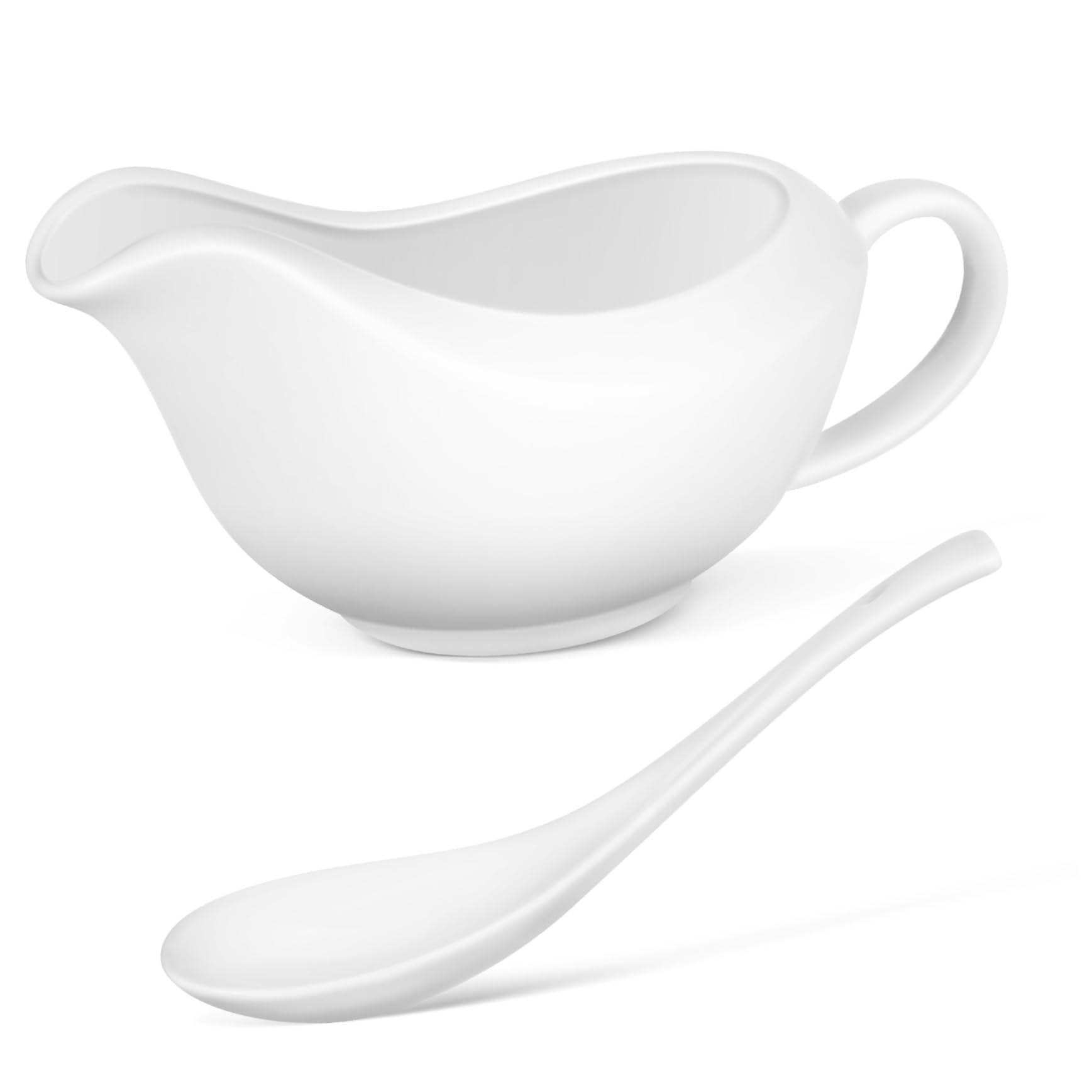 Cabilock Ceramic Gravy Bowl with Spoon Versatile Sauce Container for Gravies Dipping Sauces and Condiments Dishwasher Safe Capacity Gravy Pitcher