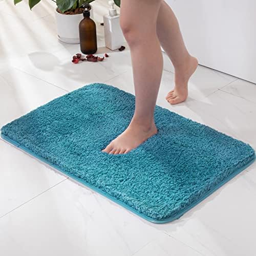 MIULEE Bath Mat Non Slip Absorbent Bathroom Soft luxurious Shower Small Mat Doormat Inside Rugs Kitchen Rugs Carpet Mat Washable for Bathroom Bedroom Kitchen Entrance 40x60 cm Black
