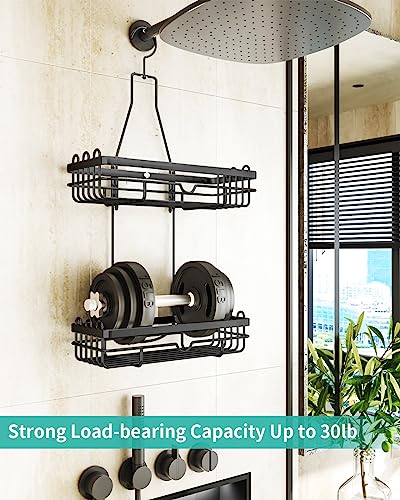 HapiRm Shower Caddy Hanging, No Drilling Stainless Steel Bathroom Organiser, 2 Tier Shower Shampoo Holder - Image 2