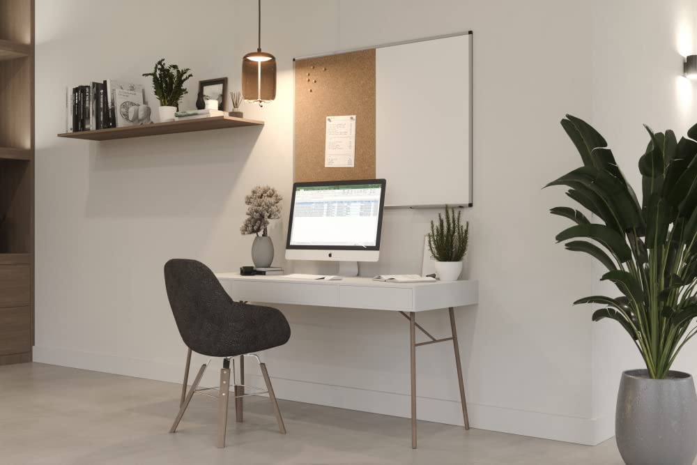 Legamaster Unite - Pizarra blanca combinada de corcho (90 x 120 cm), pizarra blanca magnética y grabable, para fijar imágenes y planos, hecha de corcho 100% natural