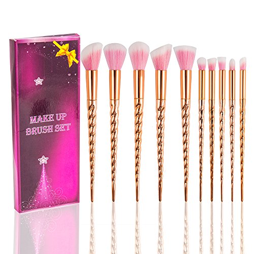 Kabuki Makeup Brush Set - 10PCS SONGQEE Premium Synthetic Bristles Foundation Powder Blush Concealer Contour Brushes - Perfect For Liquid, Cream or Mineral Products For Eye and Face Cosmetic