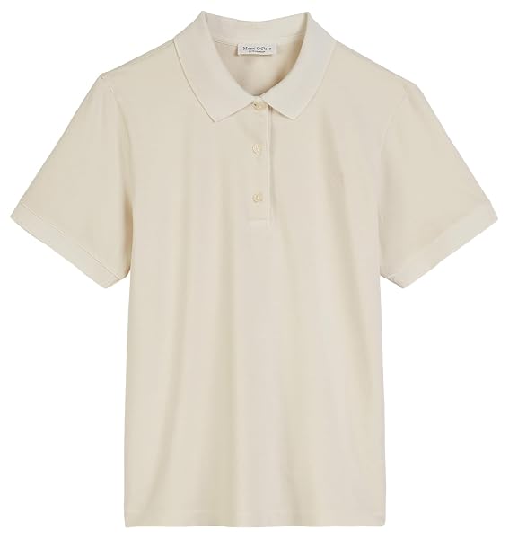 Marc OߴPolo Donna Maglietta polo a maniche corte parzialmente elasticizzata regular fit, Bianco Sporco (Natural Cotton), XS