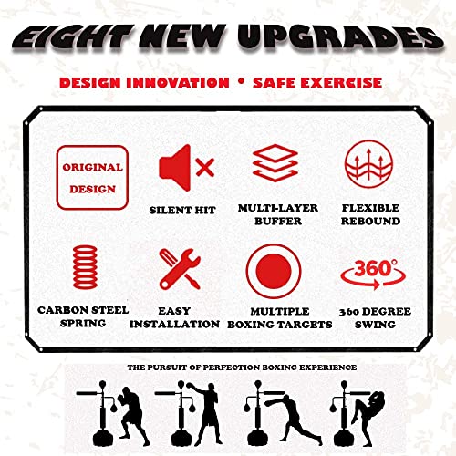 Reaction Punching Bag,Boxing Bag For Adults And Teens,Boxing Gym Equipment,360 Spinning Bar With Dual Punching Balls For Training,Stress Relief & Fitness,Black(Base Not Included) #TOP6