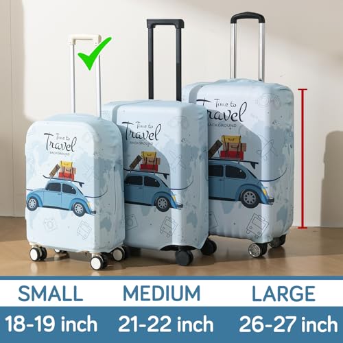 Image of HOKIPO Suitcase Covers for Trolley Suitcase, 220gsm Durable and Washable, Small (18-19inch) - Road Trip (AR-6343-D13)