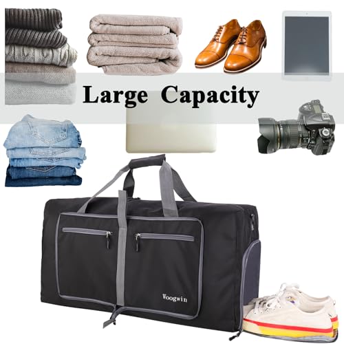 Image of Woogwin Travel Duffel Bag Large Foldable Waterproof Overnight Bag for Beach Swim Bags Pool Sports Gym