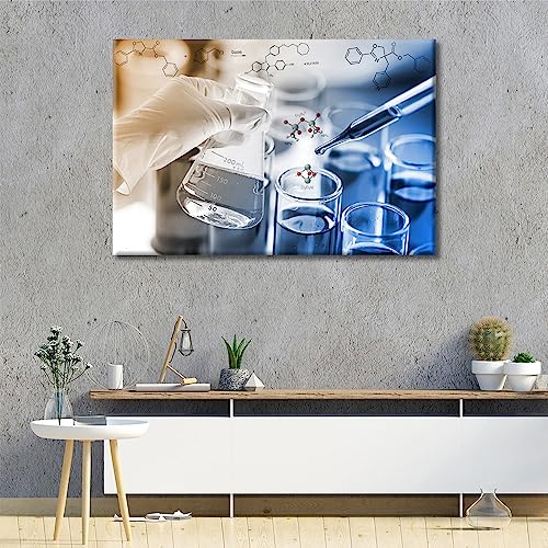 Image of TUMOVO Home Decor Clinical Laboratory Poster Canvas Paintings Wall Art 1 Pieces Medical Bedroom Decor Wall Art Young Scientist Canvas Wall Art Framed Ready to Hang, 24 inch Wx36 H