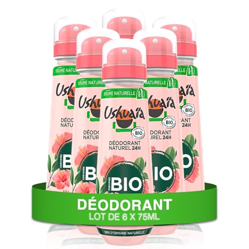 Ushuaïa - Déodorant Naturel Brume 24H - Certifié Bio - Hibiscus du Burkina Faso - lot de 6 x 75ml