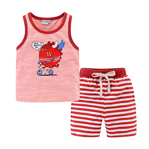 Image of Mud Kingdom Little Boys Summer Outfits Cute Cartoon Printing Tank Top Sets