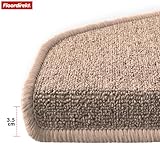 Floordirekt Treppenstufen Matten - London Pro Beige - 1 Stück Stufenmatten Treppenteppich halbrund 25x65 cm