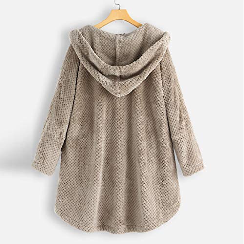 General3 Women Plus Size Waffle Knit Sweater Coat Solid Fleece Irregular Long Sleeve Button Big Pocket Hoodie Tops (Gray, Xxxxx-Large) #TOP1