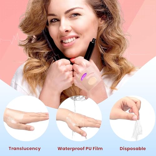 Image of Homeaura 100 Pcs Transparent Adhesive Makeup Hand Palette | Waterproof PU Film Sheets for Foundation Blending & Mixing | Disposable Makeup Tool for Artists (2.75 inchx2.75 inch)