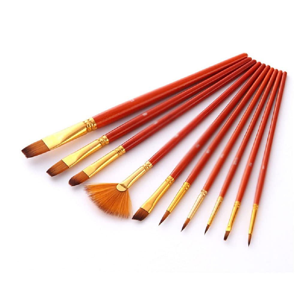 XBTGS 10 pennelli per pittura ad acqua in nylon con asta corta per pittura acrilica ad olio professionale per disegno artistico