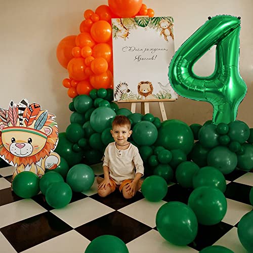 Image of TONIFUL 40 Inch Dark Green Large Numbers Balloon 0-9 Birthday Party Decorations Foil Mylar Big Number 4 Balloon Digital 4 for Birthday Party,Wedding, Bridal Shower Engagement Photo Shoot Anniversary