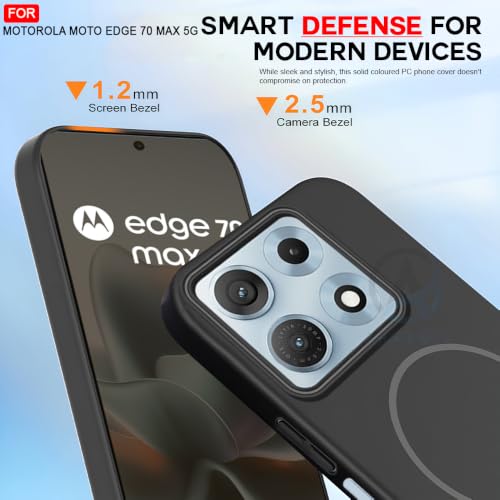 Image of AESTMO Shockproof Back Case Cover for Motorola Moto Edge 70 Max 5G | Slim Hard Shell | Hard Back Cover for Motorola Moto Edge 70 Max 5G (Compatible with MagSafe Accessories, Black)