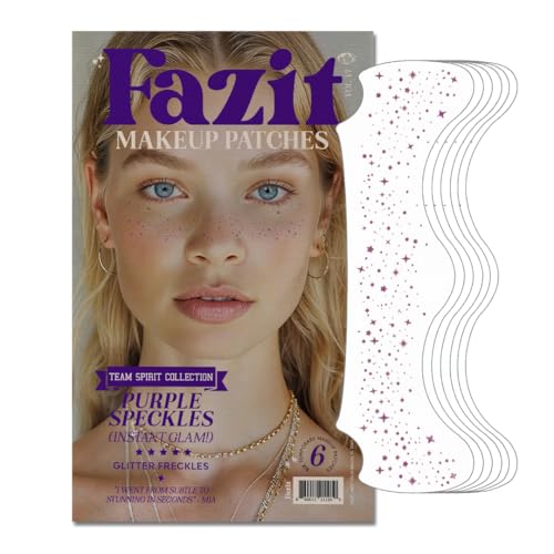 Fazit Purple Speckles - Glitter Freckle Makeup Patches - Shimmering Faux Freckles & Body Glitter - Waterproof, Long-Lasting Instant Glamour for Festivals & Parties - 6 Temporary Patches Per Pack