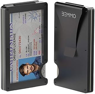 Bemmo Aluminum Metal Card Holder Wallet RFID Blocking With Money Clip | Slim Minimalist Wallet For Men Can Hold Up To 10 Cards, With Easy-Show ID Window | Stylish ID Holder Wallet Is A Great Gift Idea